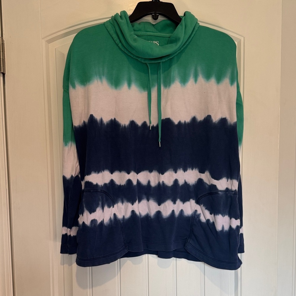 Chaps Green and Blue Tie-Dye Hoodie